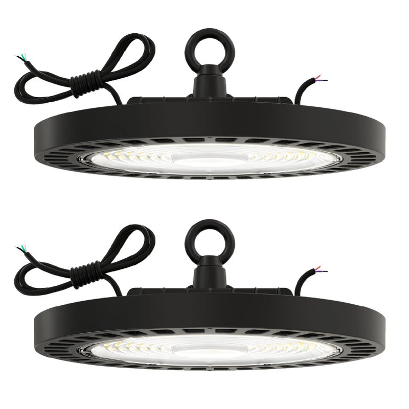 Sunco Lighting Sunco UFO LED High Bay Light, 150W, 21000 Lumens 5000K 100-277V Dimmable 0-10V, Ultra Bright Commercial Shop Lights for Warehouse, Factory, Workshop, Garage & Barn, Ceiling Mount, UL 2 Pack - Image 1